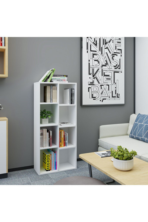 Mirror Beyaz Mdf Kitaplık ,sekiz Bölmeli Ofis Kitaplığı ,dosyalık Raf