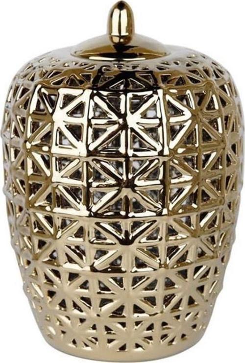 Gold Dantel Kapaklı Vazo 33 cm