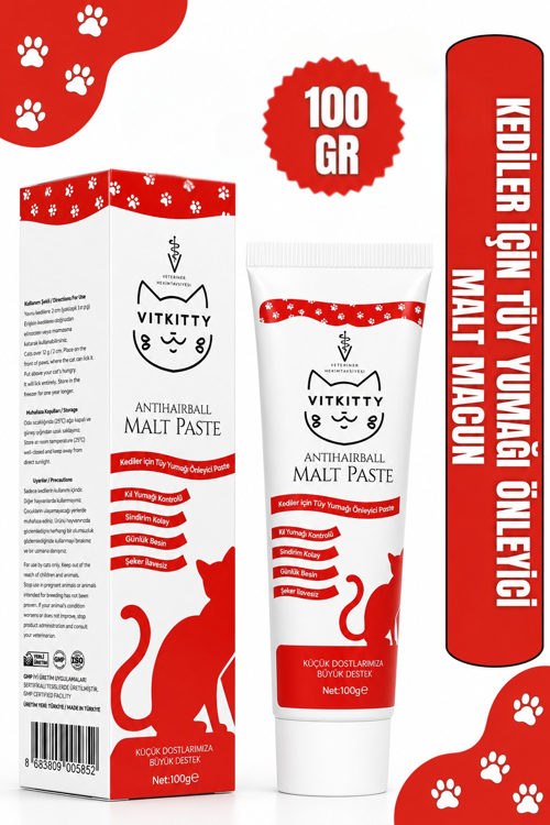 Kediler İçin Tüy Yumağı Önleyici ve Sindirim Destekleyici Kedi Maltı 100g (ANTIHAIRBALL MALT PAST)