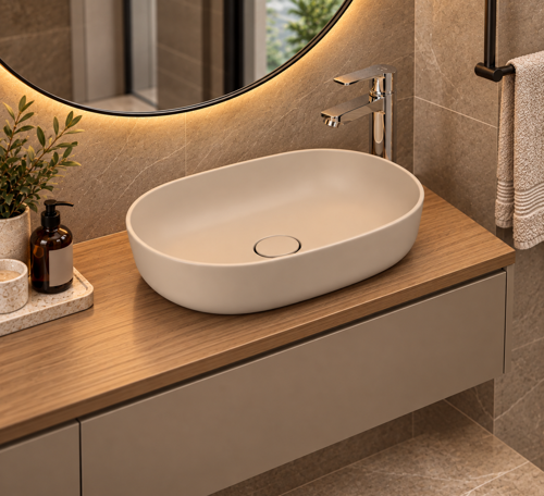 Zero 2.0 60x40 Cm Mat Latte Oval Çanak Lavabo