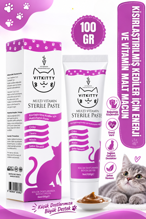 Kısırlaştırılmış Kediler İçin Multivitamin Kedi Maltı Kedi Vitamini (100 Gr )