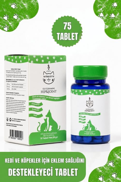 Kediler Ve Köpekler İçin Eklem Sağlığı Destekleyici Tablet 75 Adet
