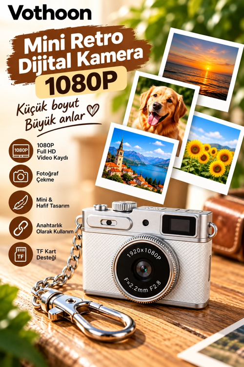 zeyta12 Mini Retro Dijital Kamera 1080p Full Hd Fotoğraf & Video Çekimi Lcd Ekran Mini Kamera Tf K