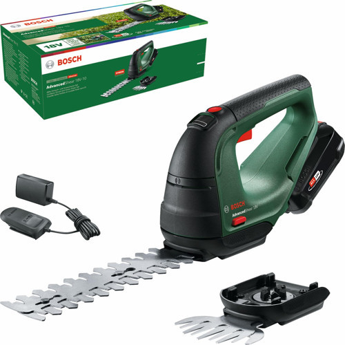 Garden AdvancedShear 18V-10 akülü çim makası (1 akü 2,0 Ah, 18 Volt sistem, akü şarjı başına 85 m²'ye kadar keser, çalı ve çim makası bıçağı, kartonda)