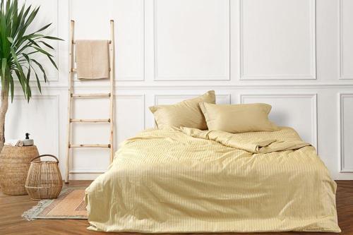 Pamuk Saten Jakarlı Gold Çift Kişilik Nevresim Takımı