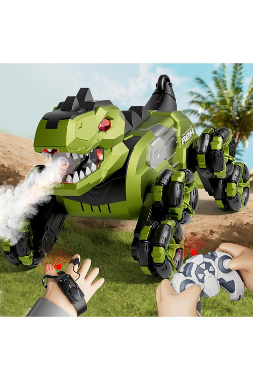 alpmodel Seslı Işıklı Buhar Çıkaran Uzaktan Kumandalı Elle Kontrol Edilebilen Sarjlı Dinozor 20 Cm