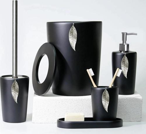 Leaf Banyo Seti Siyah-Gümüş