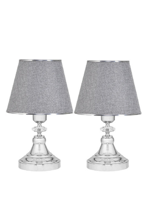 2Li Masa Abajuru Gece Lambası Kumaş Başlık Metal Ayak