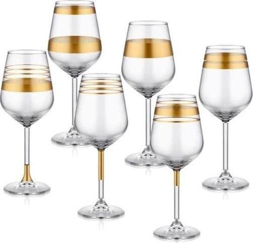 Lines Şarap Kadehi 6 lı Set -Gold