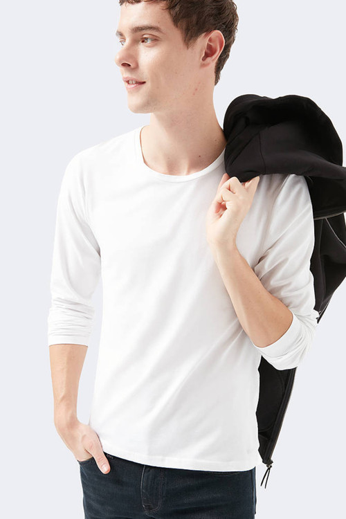 Pamuklu Bisiklet Yaka Dar Kesim Erkek Sweat 062477-23248 BEYAZ