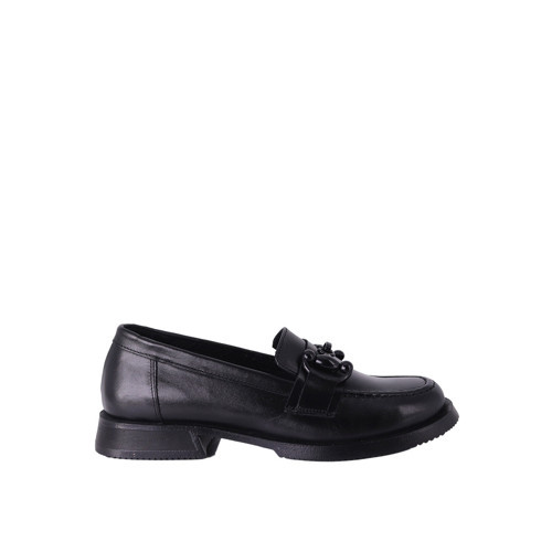 Kadın Hakiki Deri 3 cm Düz Topuklu Loafer Ayakkabı Siyah ALB2710730