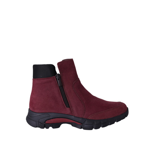 Kadın Nubuk Yandan Fermuarlı Dolgu Tabanlı Kışlık Bot Bordo NS26240680N