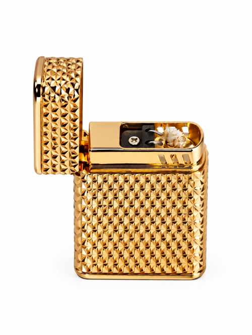 Ses Komutlu USB Şarjlı Benzinli Metal Çakmak Gold Gümüş Premium Desenli Model