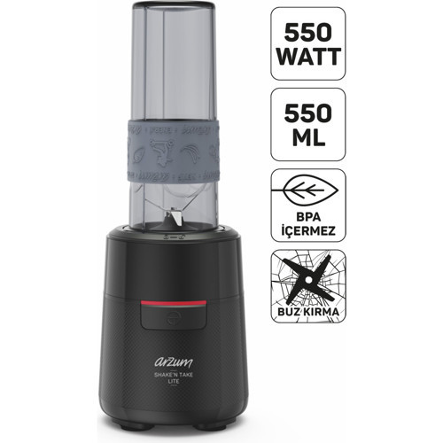 AR1191 Shake'N Take Lite Kişisel Blender 550W, 550 ml Taşınabilir Şişe, Buz Kırma Özellikli
