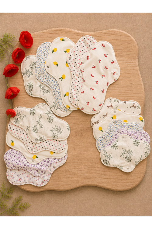 Yıkanabilir Doğal Kadın Pedi 15'Li Karışık %100 Pamuk (5M+5L+5Xl)
