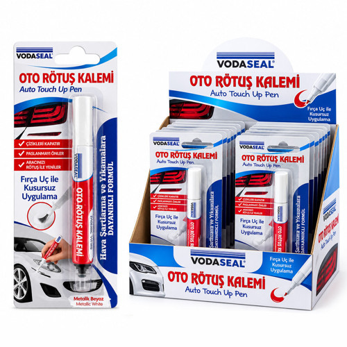 12 ADET METALİK BEYAZ OTO RÖTUŞ KALEM FIRÇA UÇ 5ML (5680)