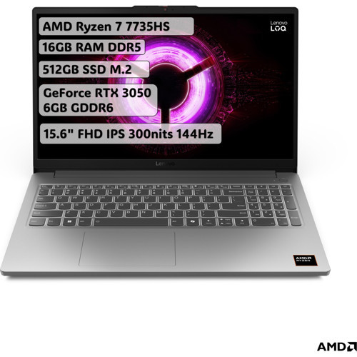 LOQ Essential AMD Ryzen 7 7735HS 16GB 512GB SSD RTX3050 Freedos 15.6" FHD 144Hz Taşınabilir Bilgisayar 83S00033TR - 512 GB - 16 GB