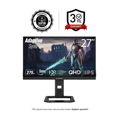 Slice SL27F275Q 27" 1 ms 2K Pivot IPS 275 Hz Oyuncu Monitörü Fast IPS QHD HDR400 Siyah Flat