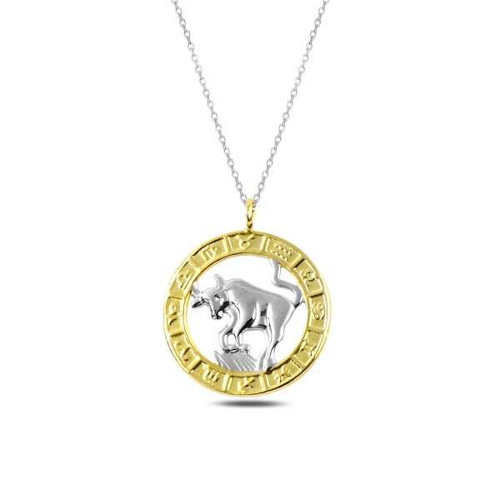 925 Ayar Gümüş Gold Boğa Burcu Kadın Gümüş Kolye