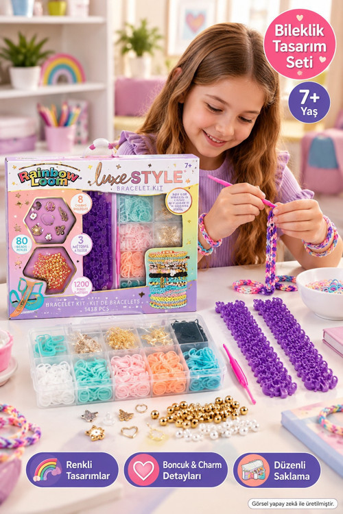 Rainbow Loom Lastik Bileklik Yapma Seti Rainbow Loom Luxe Style Boncuklu Takı Tasarım Hobi Set A0189