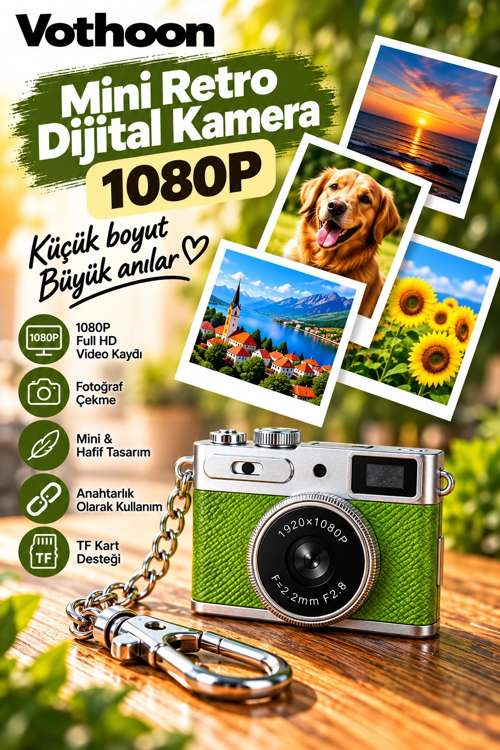 zeyta12 Mini Retro Dijital Kamera 1080p Full Hd Fotoğraf & Video Çekimi Lcd Ekran Mini Kamera Tf K