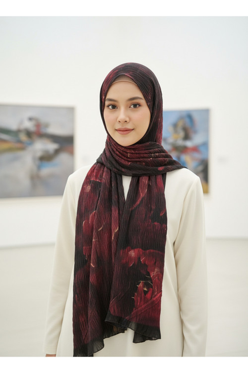 Müslüm, Floral Yaprak Desenli Bürümcük Şal – Zarif, Kaymaz, Terletmez ve Rahat Kullanım 75 x 200 cm