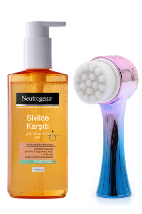 Mavi Cilt Temizleme Fırçası Ve Neutrogena Sivilce Karşıtı Yüz Temizleme Jeli 200ml 869234122896