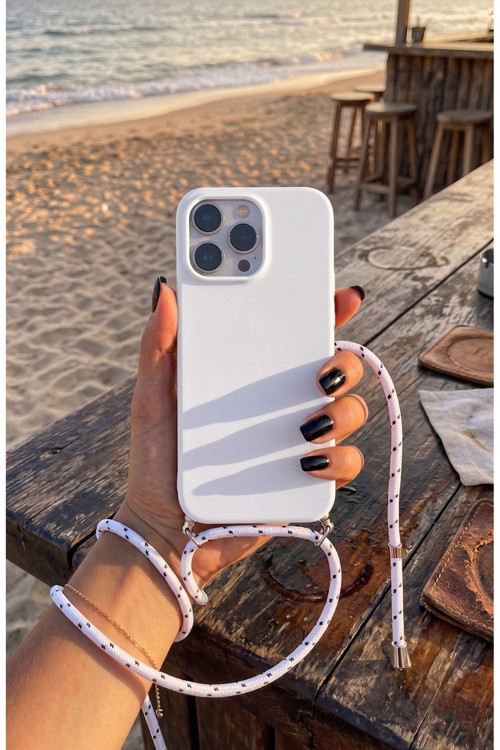 İphone 16 Pro Askılı Yumuşak Silikon İçi Kadife Telefon Kılıfı İp 130 cm