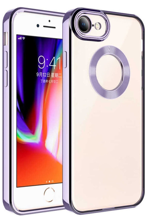 İphone 7 / 8 Logo Kısmı Açık Kamera Lens Korumalı Arkası Şeffaf Yumuşak Silikon Kapak Telefon Kılıfı