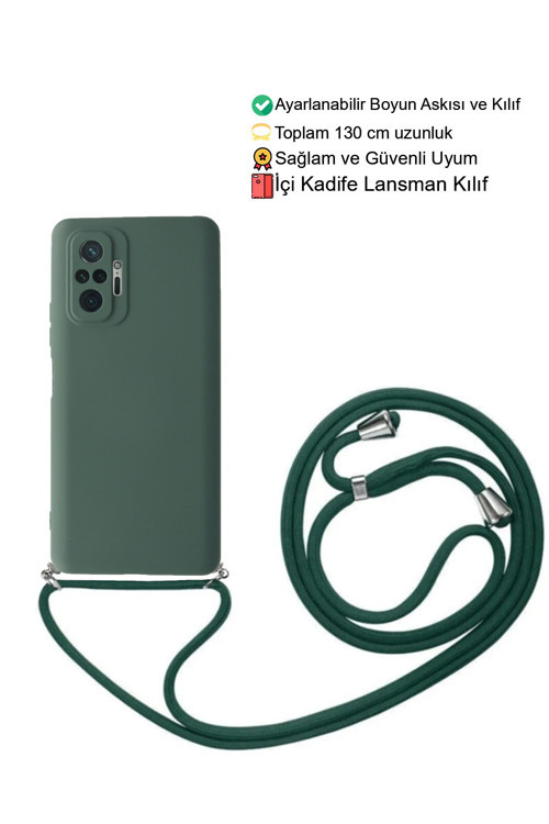 Xiaomi Redmi Note 10 PRO Telefon Kılıfı - Boyun Askılı Lansman İçi Kadife Yumuşak Silikon