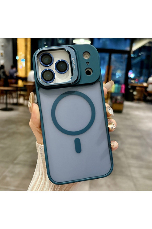 iPhone 17 Pro Max Magsafe Destekli Mat Şeffaf Telefon Kılıfı Kamera Stantlı Lens Koruyucu Hediye