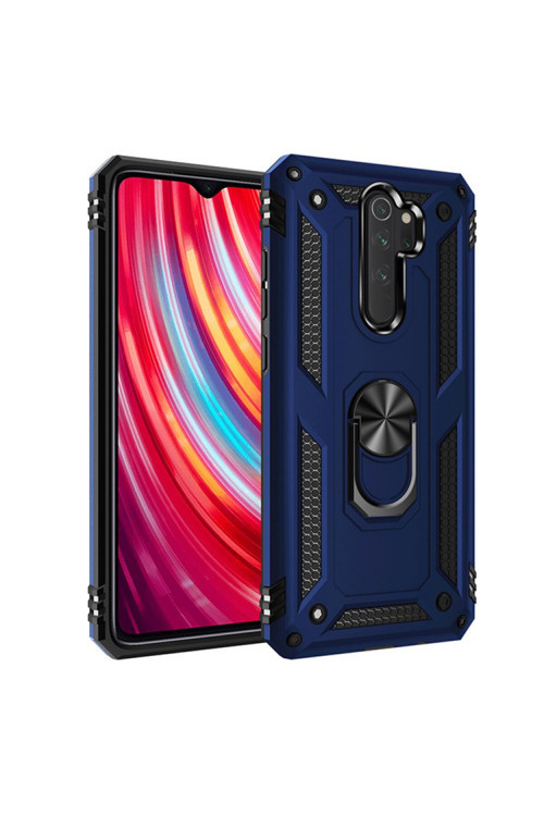 Redmi Note 8 Pro Stantlı Yüzüklü Kamera Korumalı Köşe Korumalı Armor Tank Zırh Telefon Kılıfı Kapak
