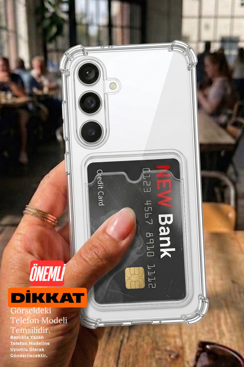 OPPO A74 Şeffaf Kartlıklı Telefon Kılıfı | Darbe Emici Köşe Korumalı