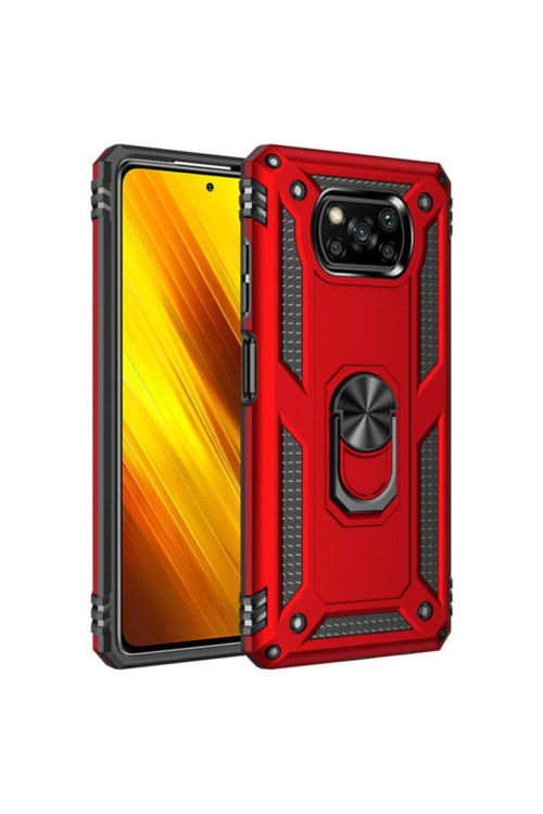 Xiaomi Poco X3 NfC / Pro Yüzüklü Kamera Korumalı Köşe Korumalı Tank Zırh Telefon Kılıfı Kapak