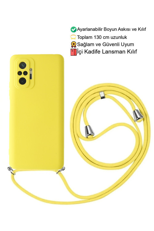 Xiaomi Redmi Note 10 PRO Telefon Kılıfı - Boyun Askılı Lansman İçi Kadife Yumuşak Silikon
