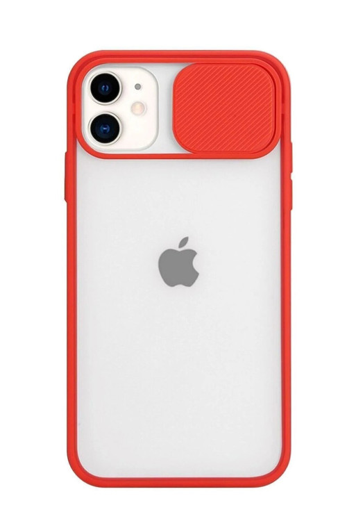 Iphone 11 Uyumlu Sürgülü Kamera Korumalı Darbe Önleyici Şeffaf Mat Silikon Telefon Kılıfı