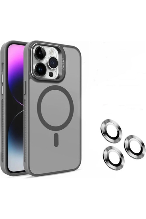 Apple İphone 15 PROMAX Kamera Korumalı Stantlı Magsafe Destekli Lens Koruyucu Hediye Telefon Kılıf