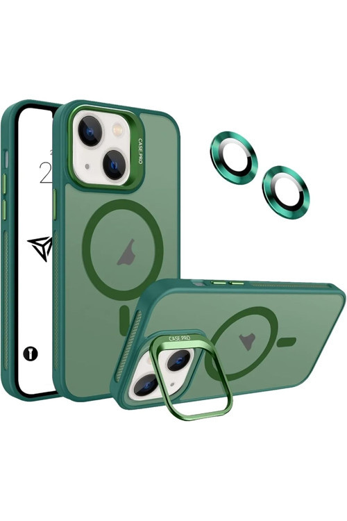 İphone 14 Plus / 15 Plus Kamera Koruma Stantlı Magsafe Destekli Lens Koruyucu Hediye Telefon Kılıfı