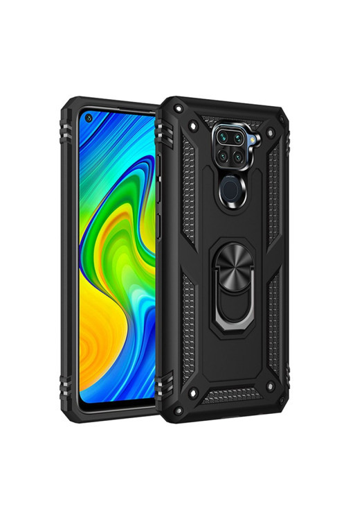 Redmi Note 9 Pro / 9S Yüzüklü Kamera Korumalı Köşe Korumalı Armor Tank Zırh Telefon Kılıfı Kapak