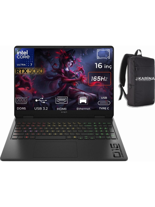 Omen Slim 16-AN0036NT Ultra 7 255H CK9L3EA-K42 32GB 4TB+4TB RTX5060 8GB W11Pro 16" WUXGA IPS Gaming Laptop