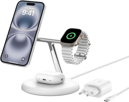 3'ü 1 Arada Manyetik MagSafe Uyumlu Qi2 15W Kablosuz Şarj Standı - TEŞHİR