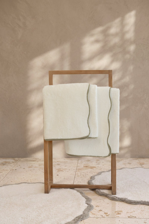 Scallop %100 Pamuk Havlu 2/80x150 Cm Ecru+Olive