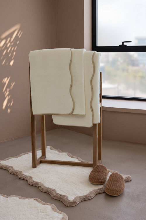 Scallop %100 Pamuk Havlu 2/70x140 Cm Ecru+Desert Sand