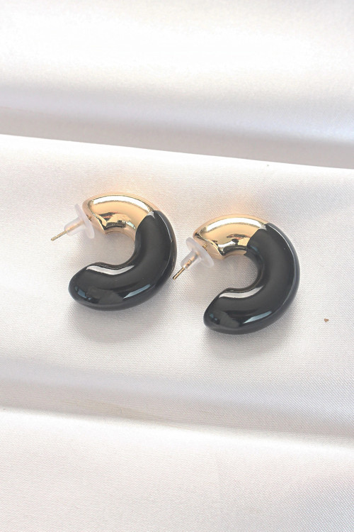 CCB Siyah Gold Çift Renk Küpe TJ-BKP8875