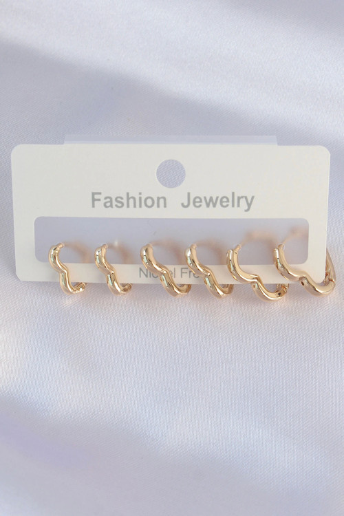 Pirinç Gold Renk Kalp Model Küpe Seti TJ-BKP8992