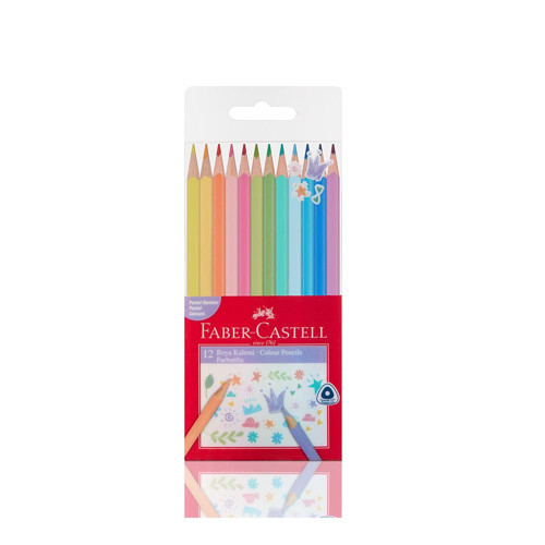 Faber Boya Kalemi Üçgen 12 Renk Pastel Renkler 116313