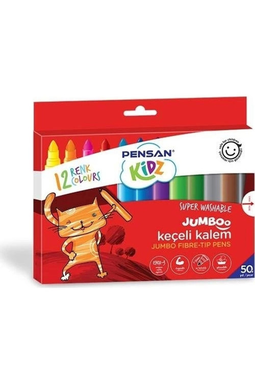 99040 Kidz Jumbo Keçeli Kalem Yıkanabilir 12 Renk