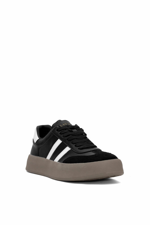 112230261 Samuel Erkek Hakiki Deri Klasik Sneaker Siyah