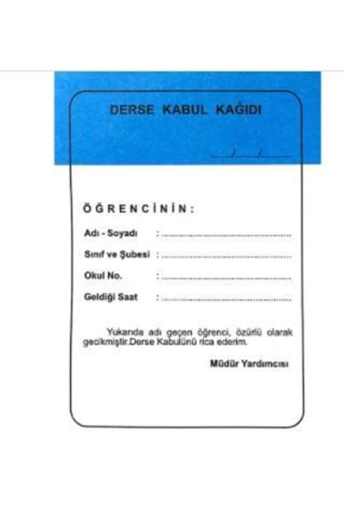 457 Öğrenci Geç Kağıdı 8X12 100Lü
