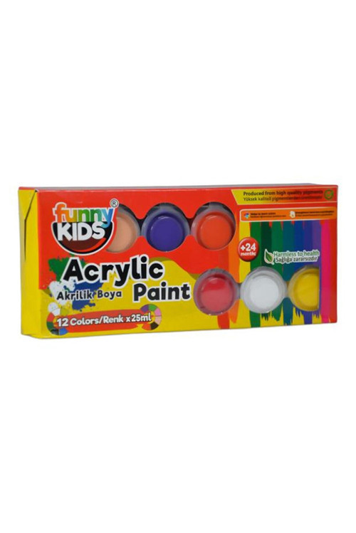 Funny Kids 025-05682 Akrilik Boya 25Ml 12Li Set